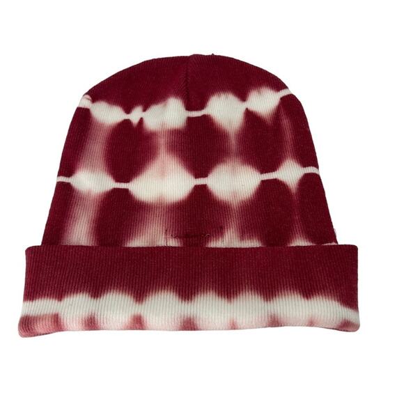 NEW Steve Madden Red Tie Dye Beanie Ribbed Knit Folded Cuff Winter Hat NWT - Picture 7 of 9